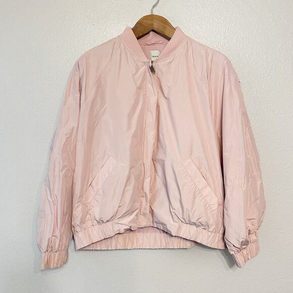 Maeve Light Pink Sheen Bomber Jacket Women's Size Large front zip - Picture 2 of 11